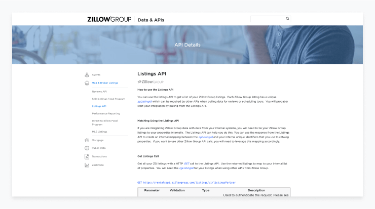 Zillow Real Estate Apis